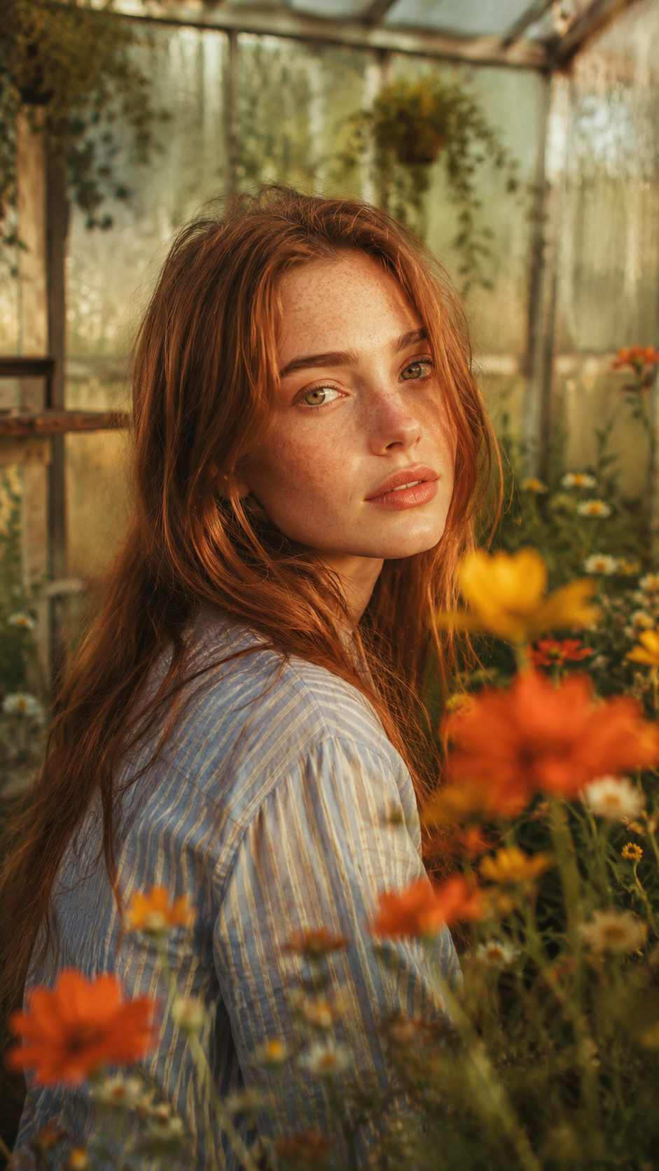 Golden Hour Greenhouse Portrait Prompt for Nano Banana AI