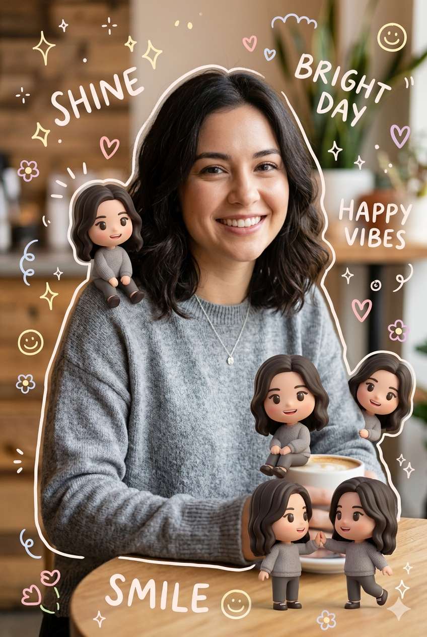 Cute Chibi Mini Me Prompt for Gemini AI – Realistic Photo with Doodles