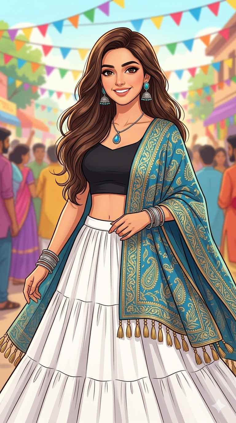 Gemini AI Prompt for Indian Fashion Anime Illustration | Gemini Free AI Prompt