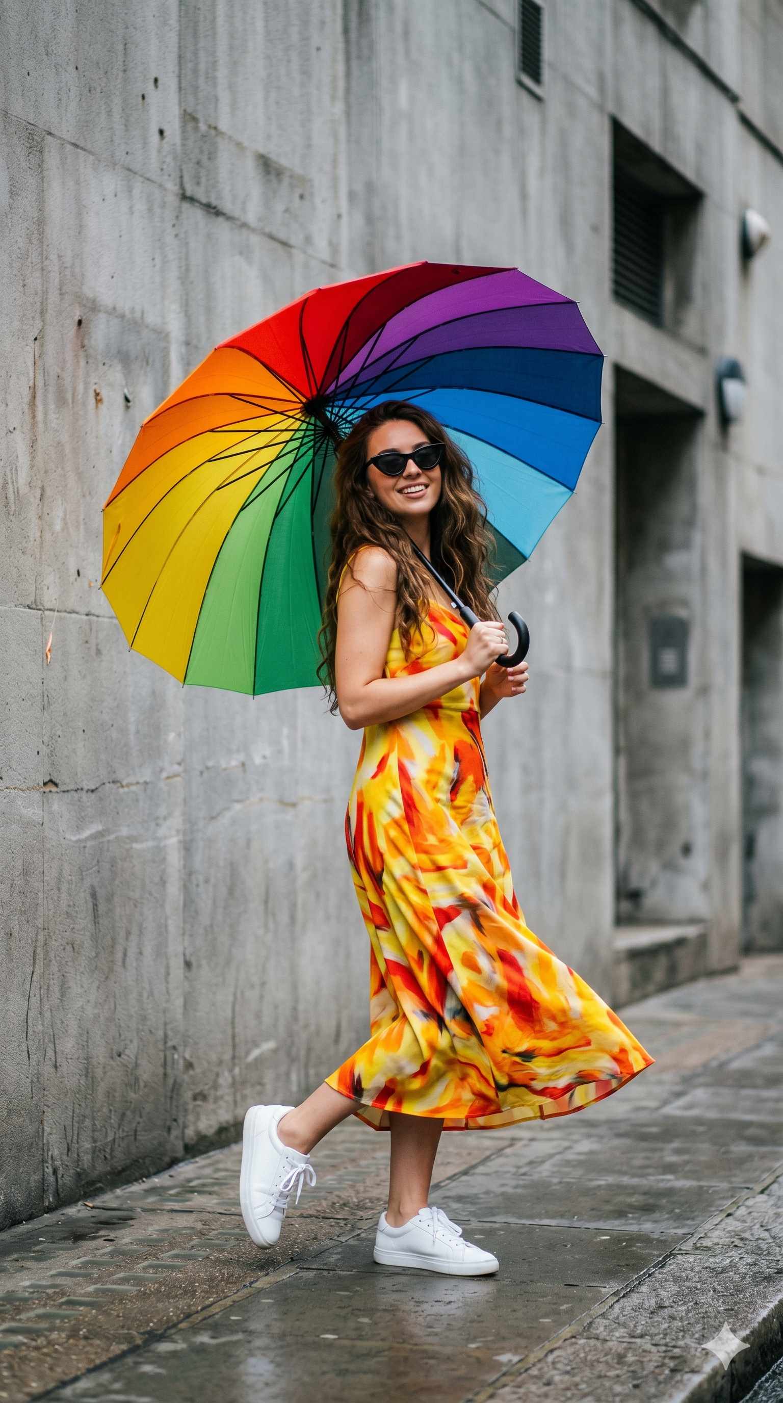Banana AI Prompt for Colorful Umbrella Fashion Portrait | Nano Banana Prompt